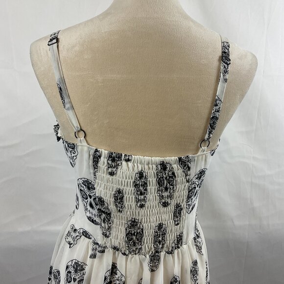 Royal Bones Daang Goodman Slip Dress M Black White Sugar Skull Print Lace-Up - Picture 9 of 12